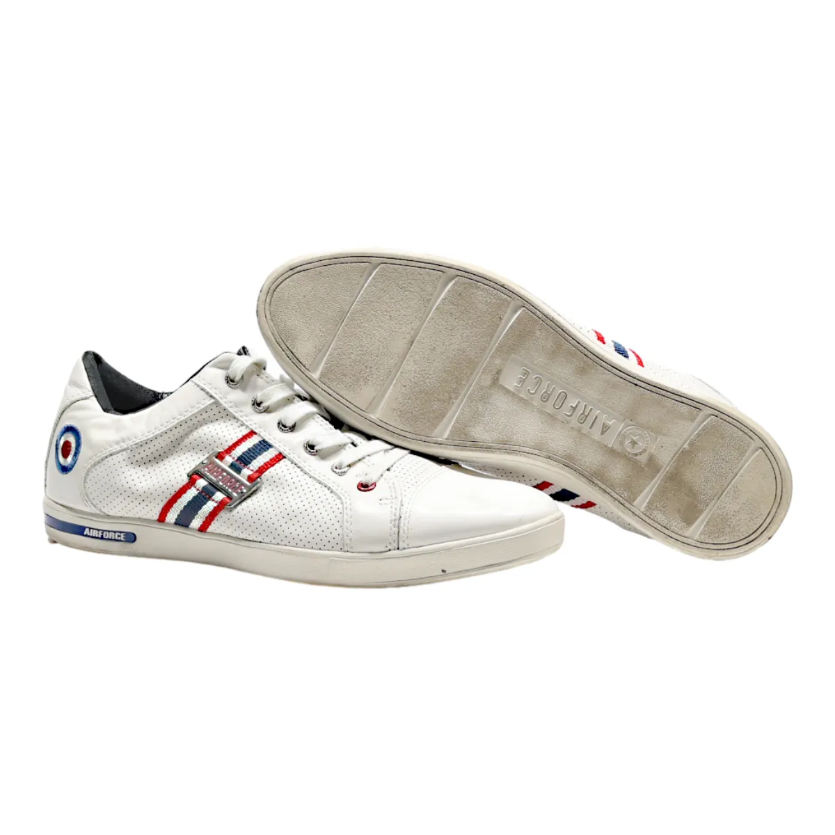 AIRFORCE Sneaker Trainers White Leather Mens UK 9.5