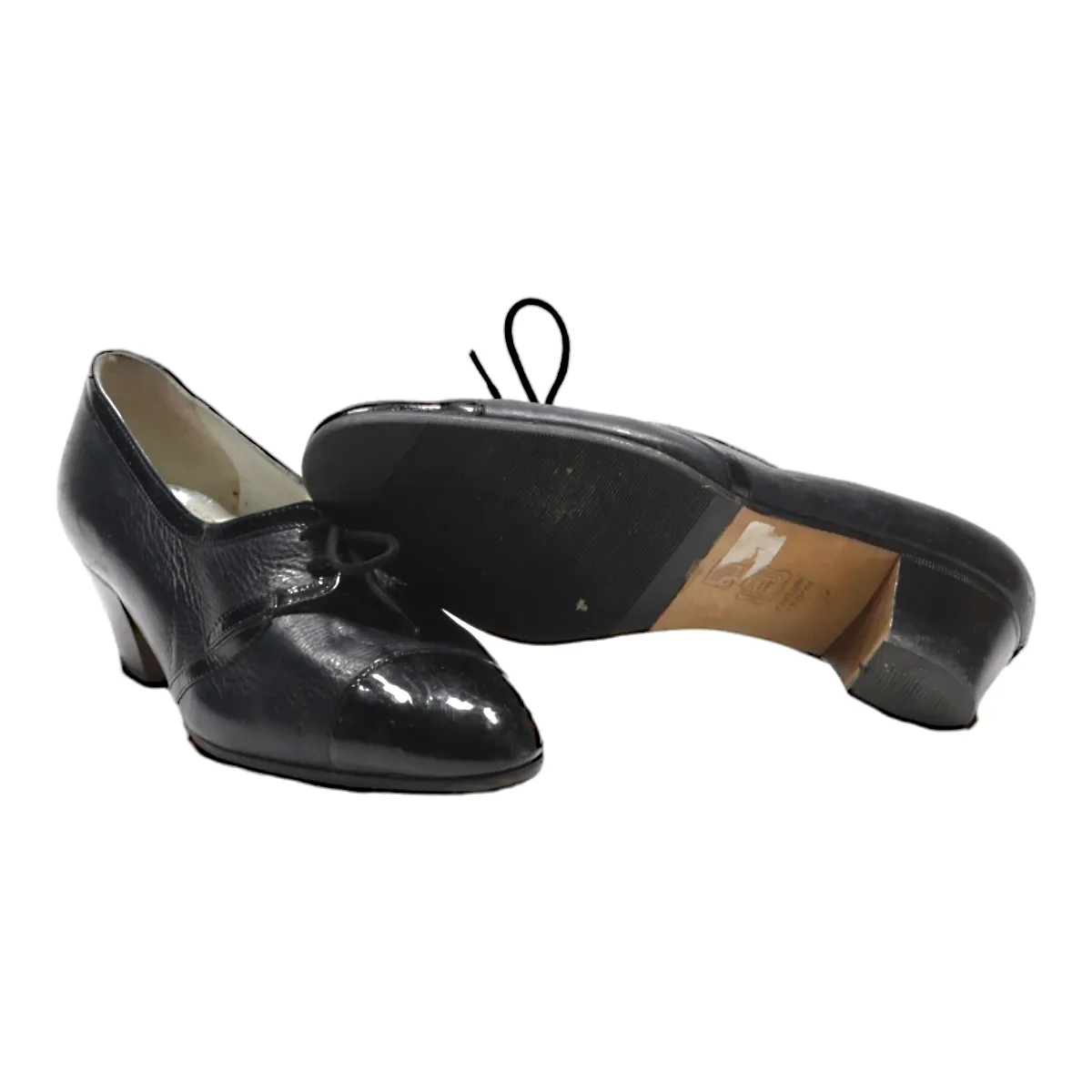 ALEXANDRIA Block Heels Black Leather Womens UK 3.5