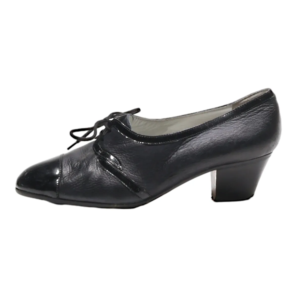 ALEXANDRIA Block Heels Black Leather Womens UK 3.5