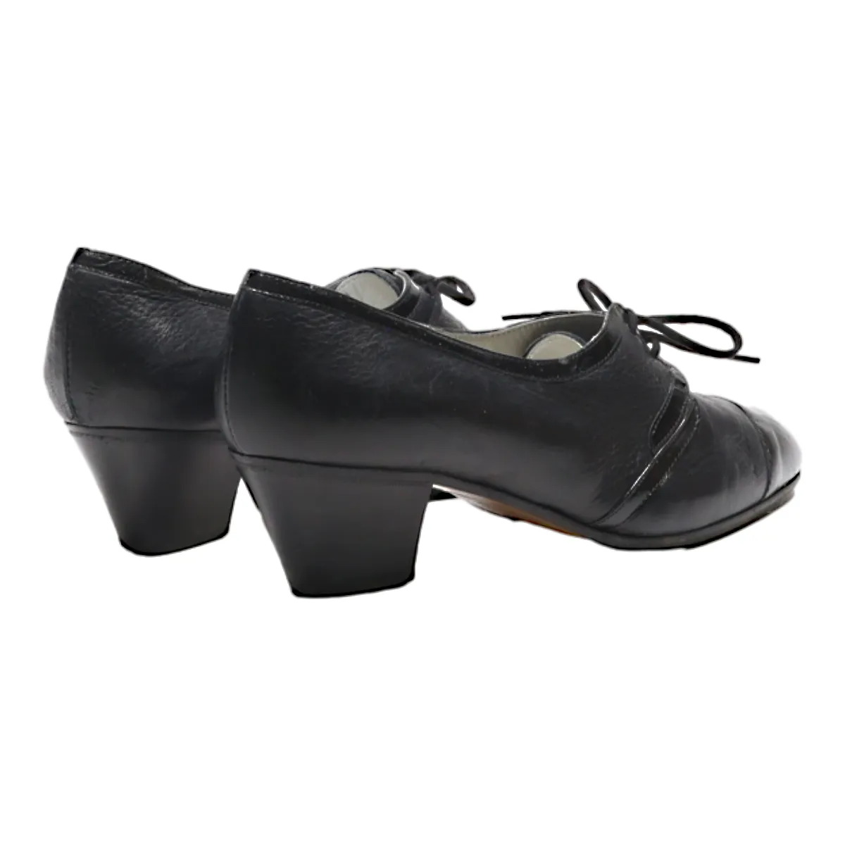 ALEXANDRIA Block Heels Black Leather Womens UK 3.5