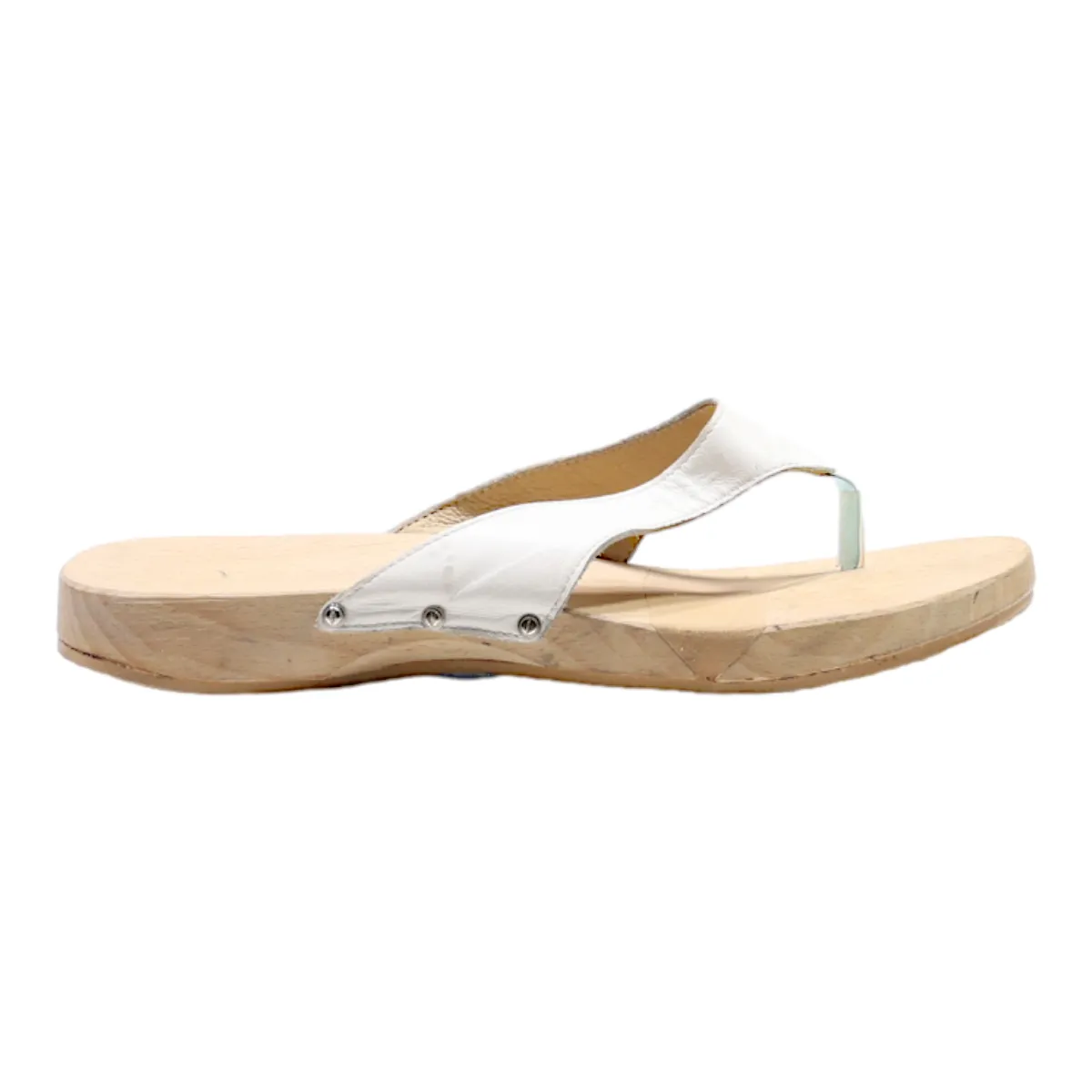 ANDREA CONTI Flip Flop Sandals White Leather Womens UK 6