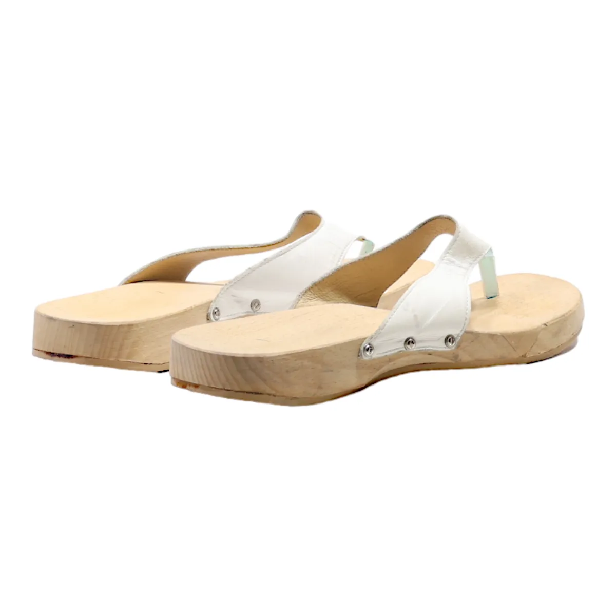 ANDREA CONTI Flip Flop Sandals White Leather Womens UK 6