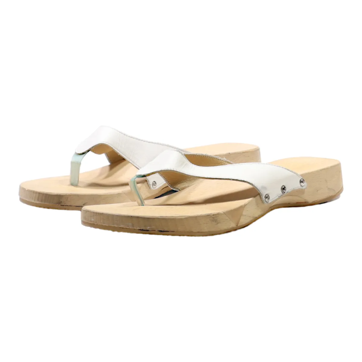 ANDREA CONTI Flip Flop Sandals White Leather Womens UK 6