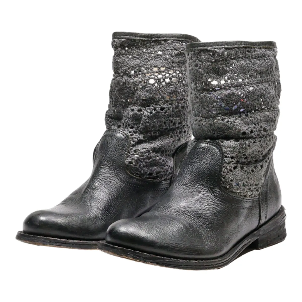 Ankle Boots Grey Leather Womens UK 4
