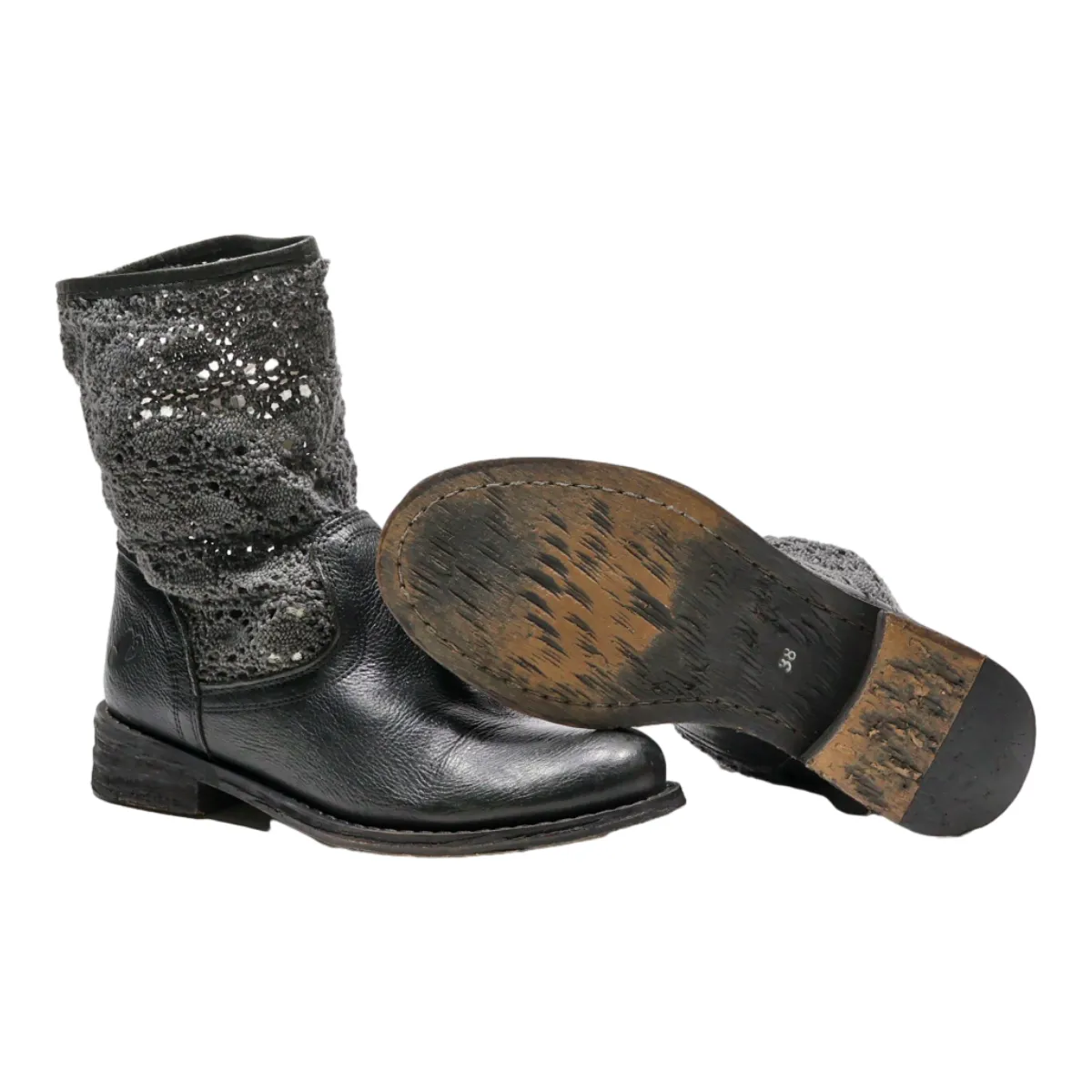 Ankle Boots Grey Leather Womens UK 4