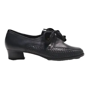 ARIANE Heeled Loafer Shoes Black Leather Womens UK 4