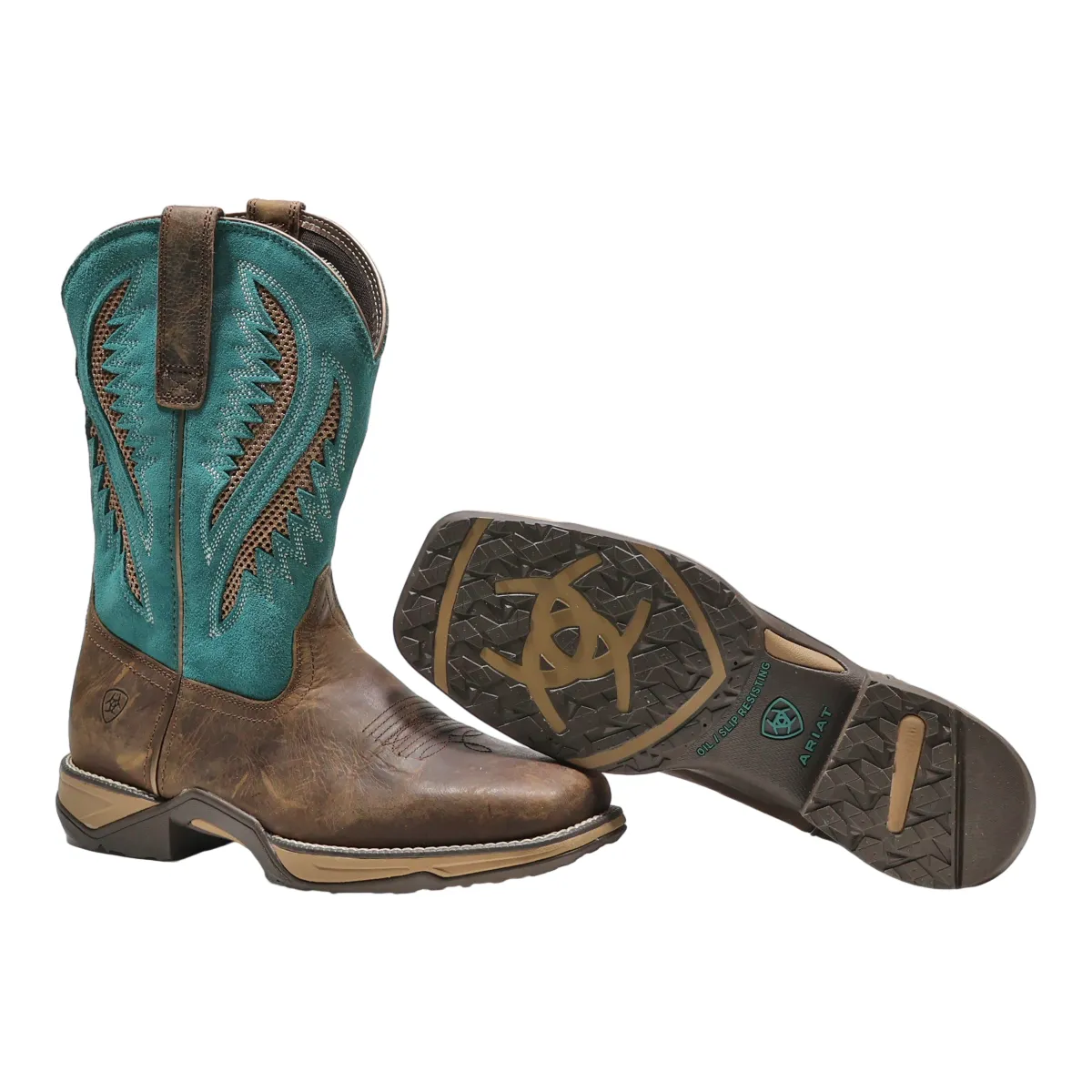 ARIAT Cowboy Boots Brown Leather Womens UK 6.5