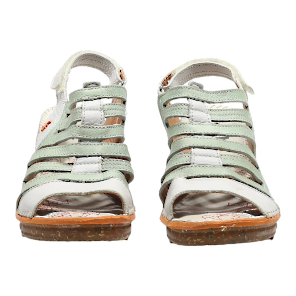 ART Heeled Fisherman Sandals Green Leather Womens UK 7