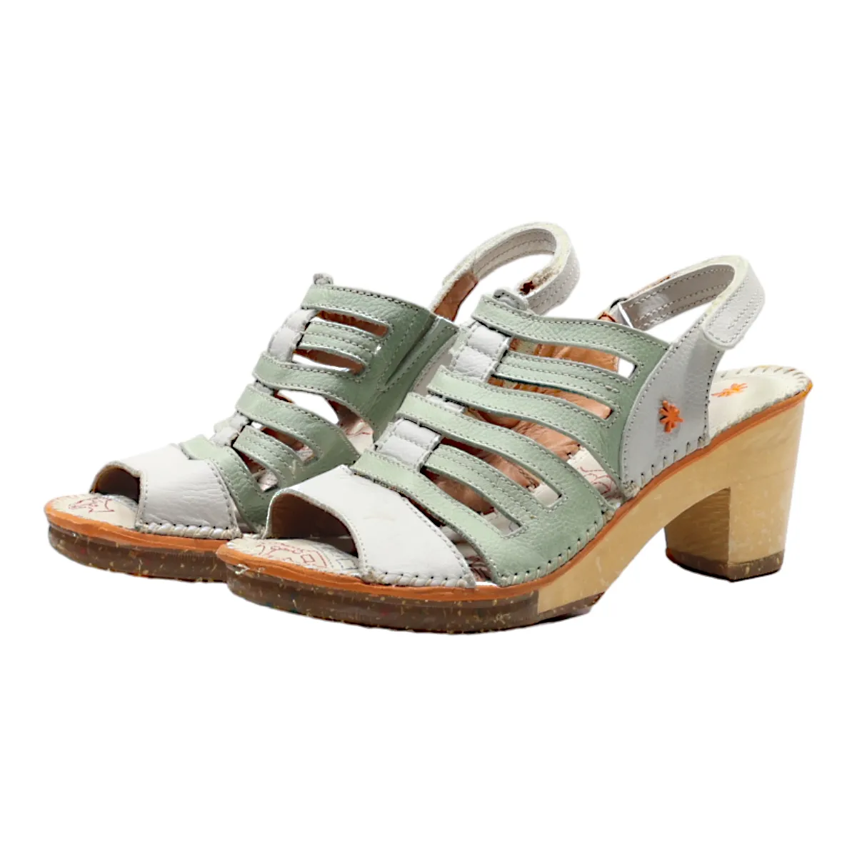 ART Heeled Fisherman Sandals Green Leather Womens UK 7