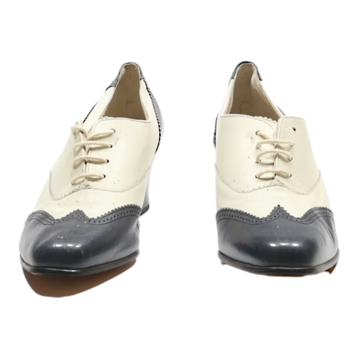BALLY Brogue Shoes Cream Leather Womens UK 4.5