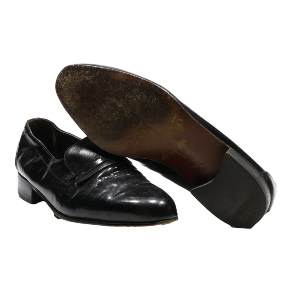 BALLY Loafer Shoes Black Leather Womens UK 5.5