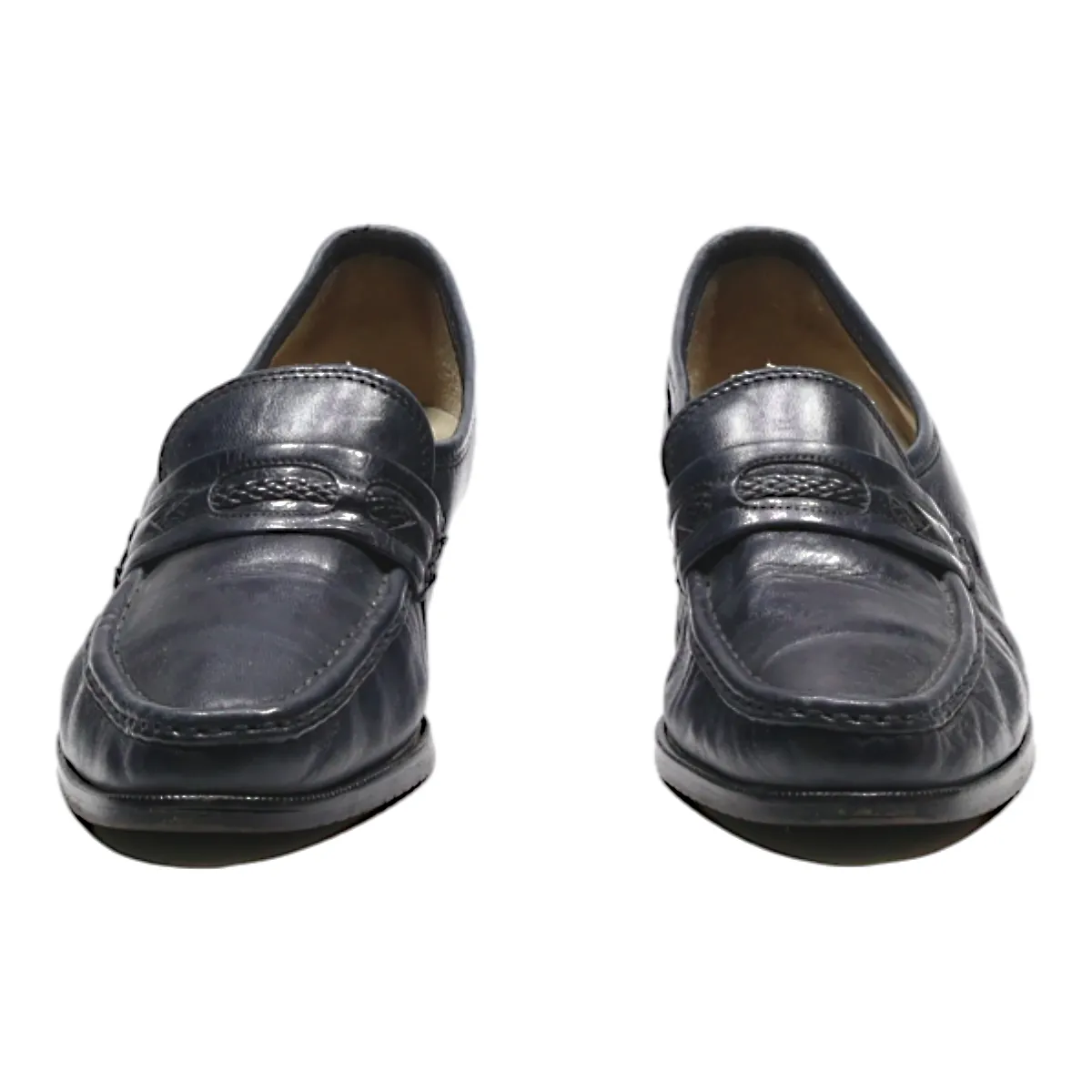 BALLY Loafer Shoes Blue Leather Womens UK 6