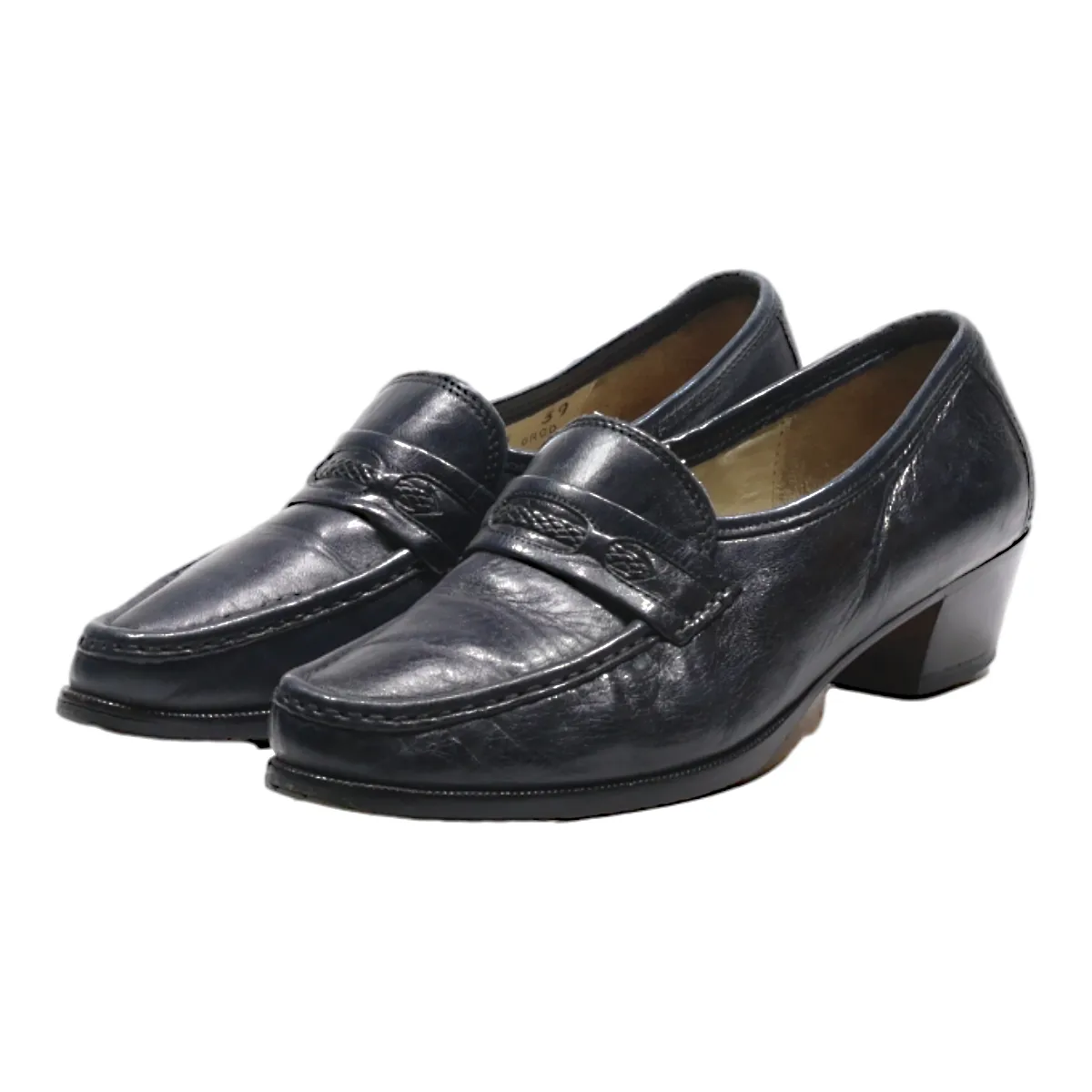 BALLY Loafer Shoes Blue Leather Womens UK 6