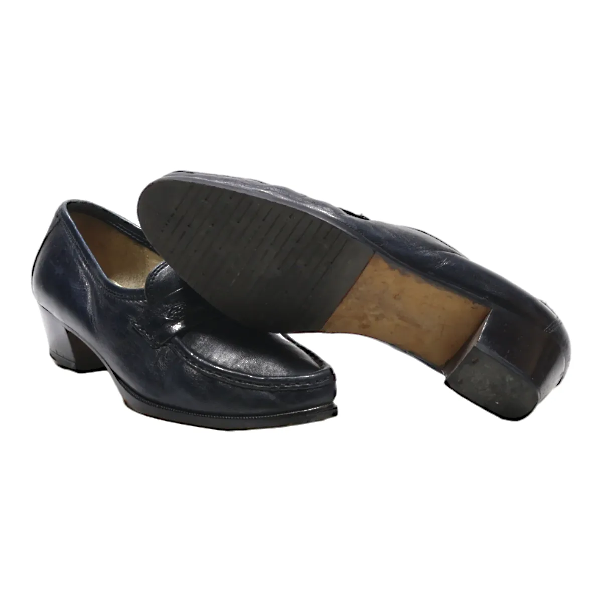 BALLY Loafer Shoes Blue Leather Womens UK 6