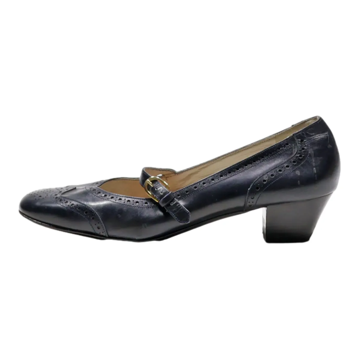 BALLY Mary Jane Heels Blue Leather Womens UK 4