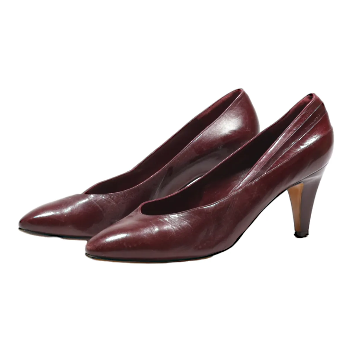 BALLY Pump Heels Purple Leather Womens UK 5.5