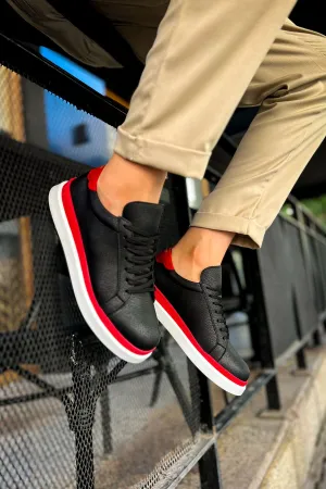 CH979 Santoni GBT Sport Men's Sneakers Shoes BLACK/RED