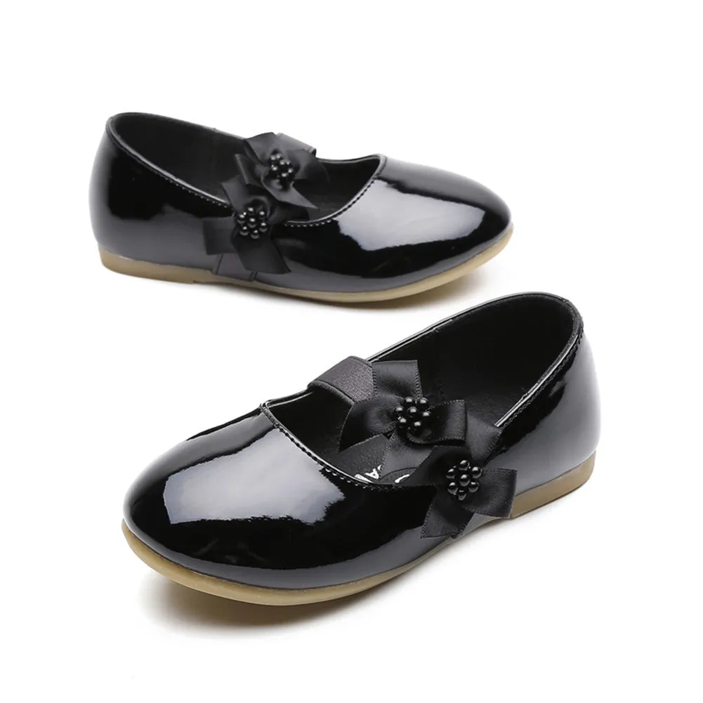 Kids Girls Mary Jane PU Leather Flats Wedding Party Dress Shoes