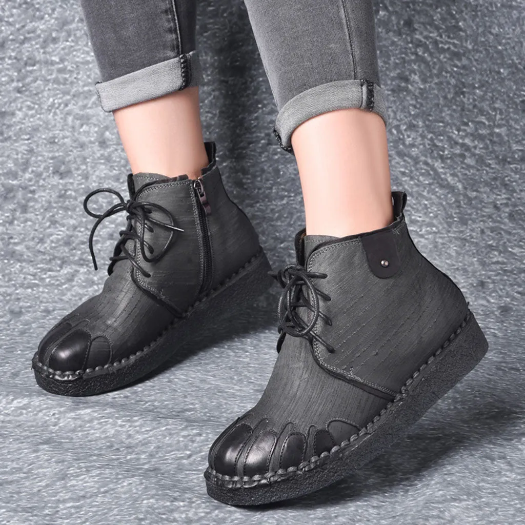 Leather Retro Handmade Short Boots 35-43