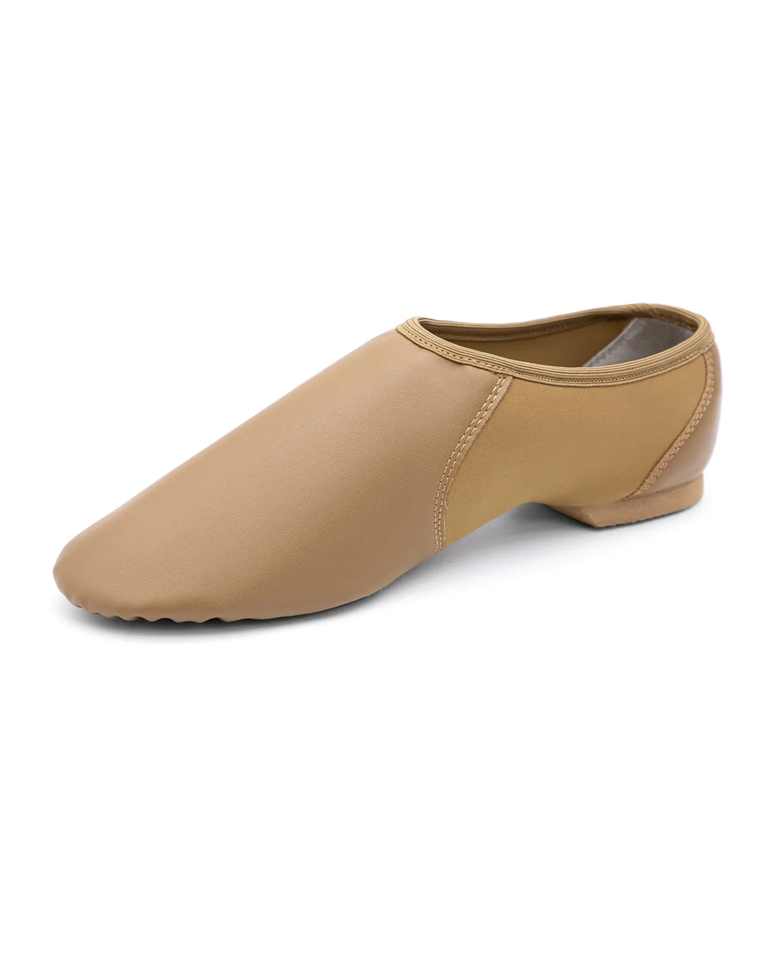 Leather Slip On Jazz Dance Shoes with Circle Elastic for Kids, Girls and Boys
