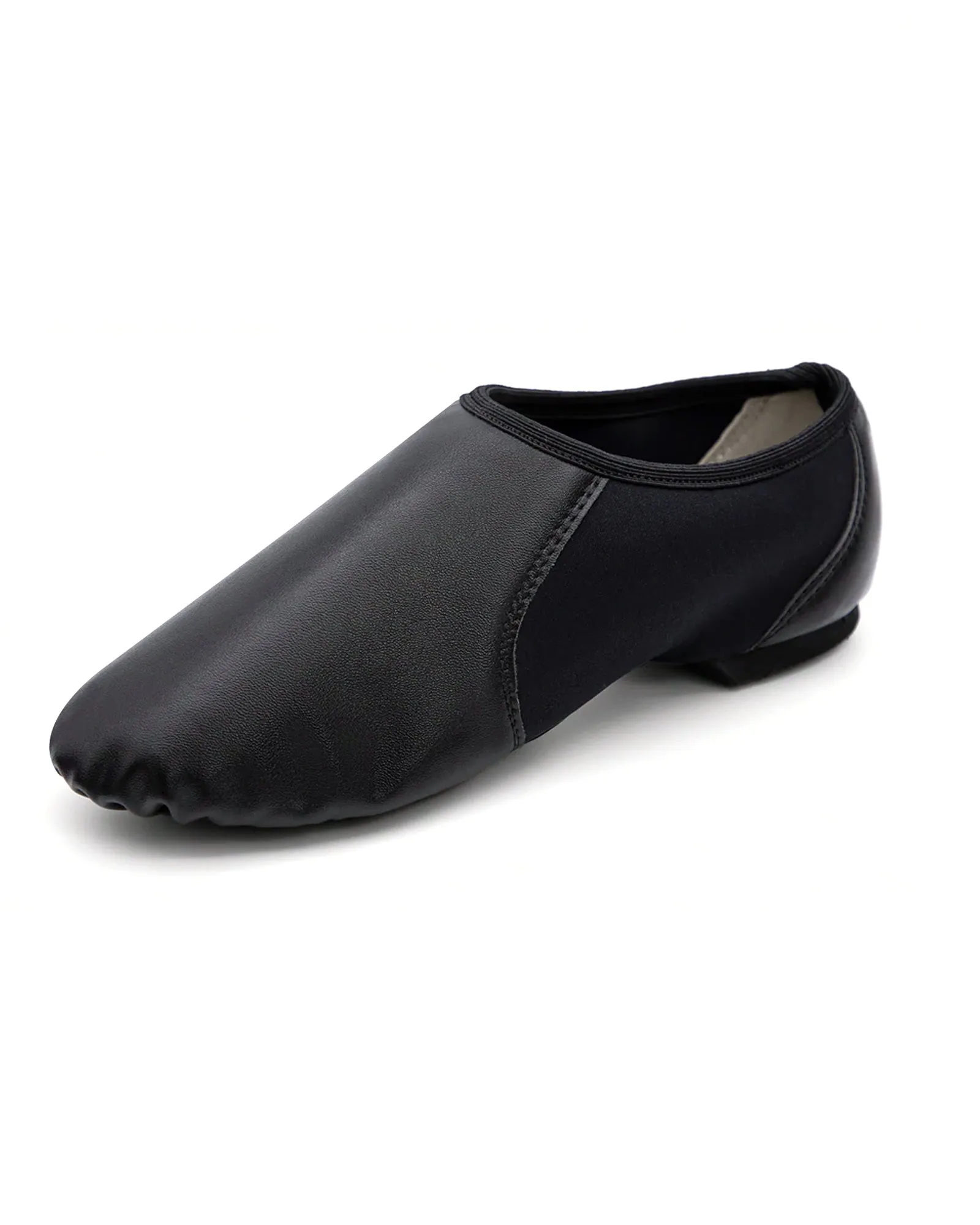 Leather Slip On Jazz Dance Shoes with Circle Elastic for Kids, Girls and Boys