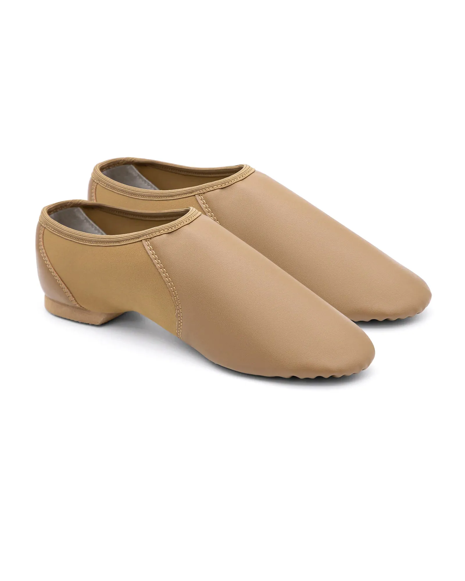 Leather Slip On Jazz Dance Shoes with Circle Elastic for Kids, Girls and Boys