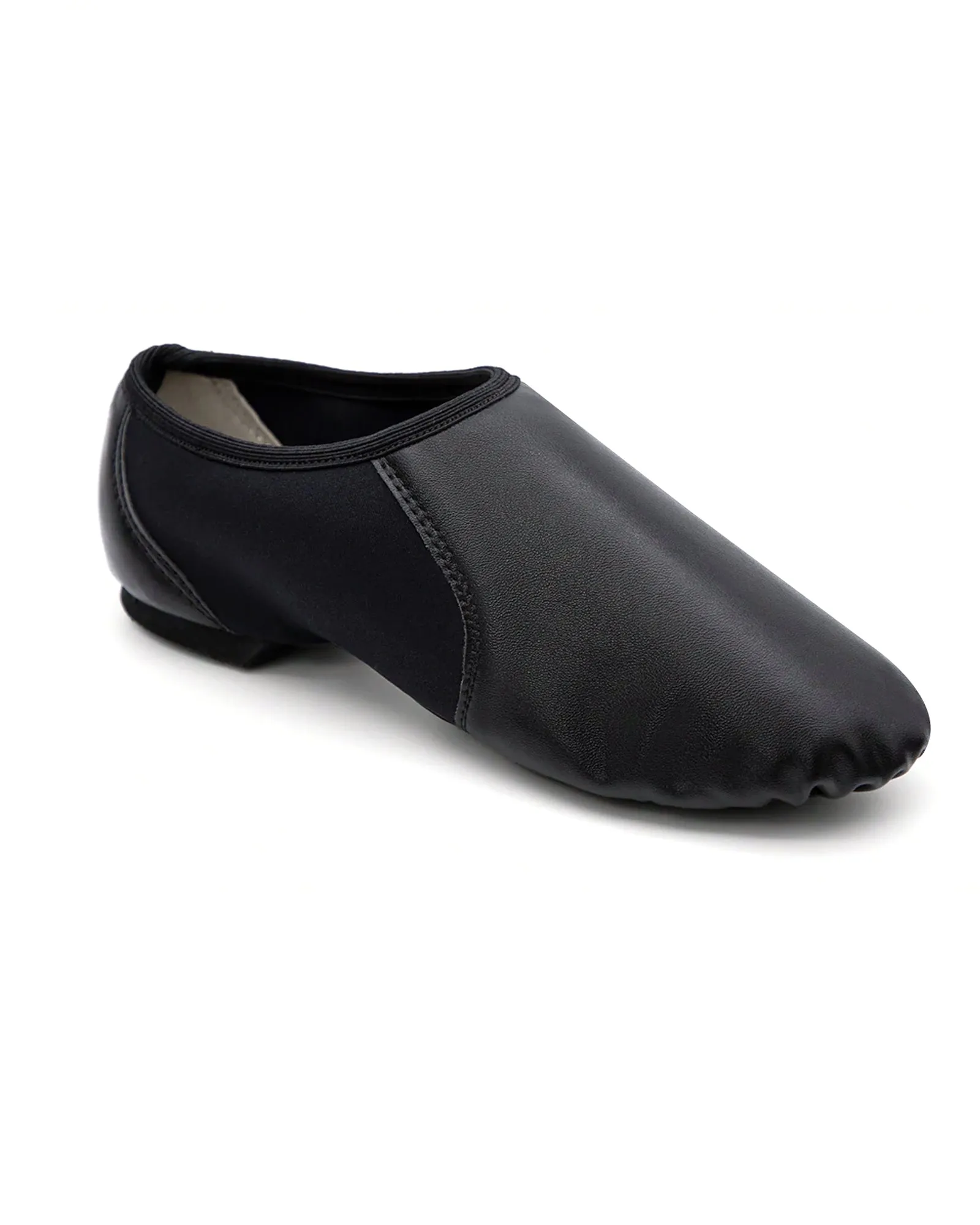 Leather Slip On Jazz Dance Shoes with Circle Elastic for Kids, Girls and Boys