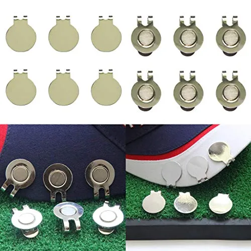 Trendy Retail® 6 Pack Magnetic Hat Clips for Metal Golf Ball Marker Training Aid No Magnet