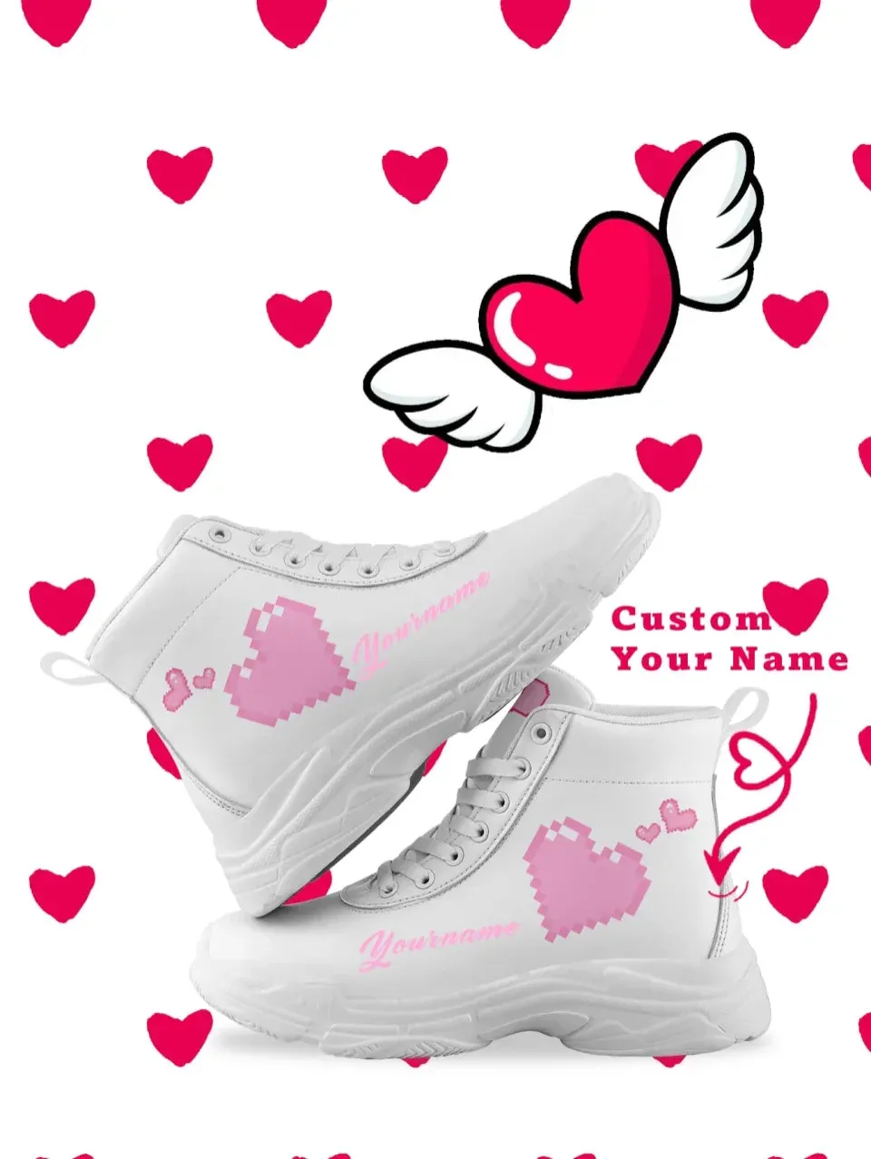 Unique Gift,Personalized Soulmate High Tops Sneakers, Custom Heartbeat Shoes, Valentine's Day Special Shoes