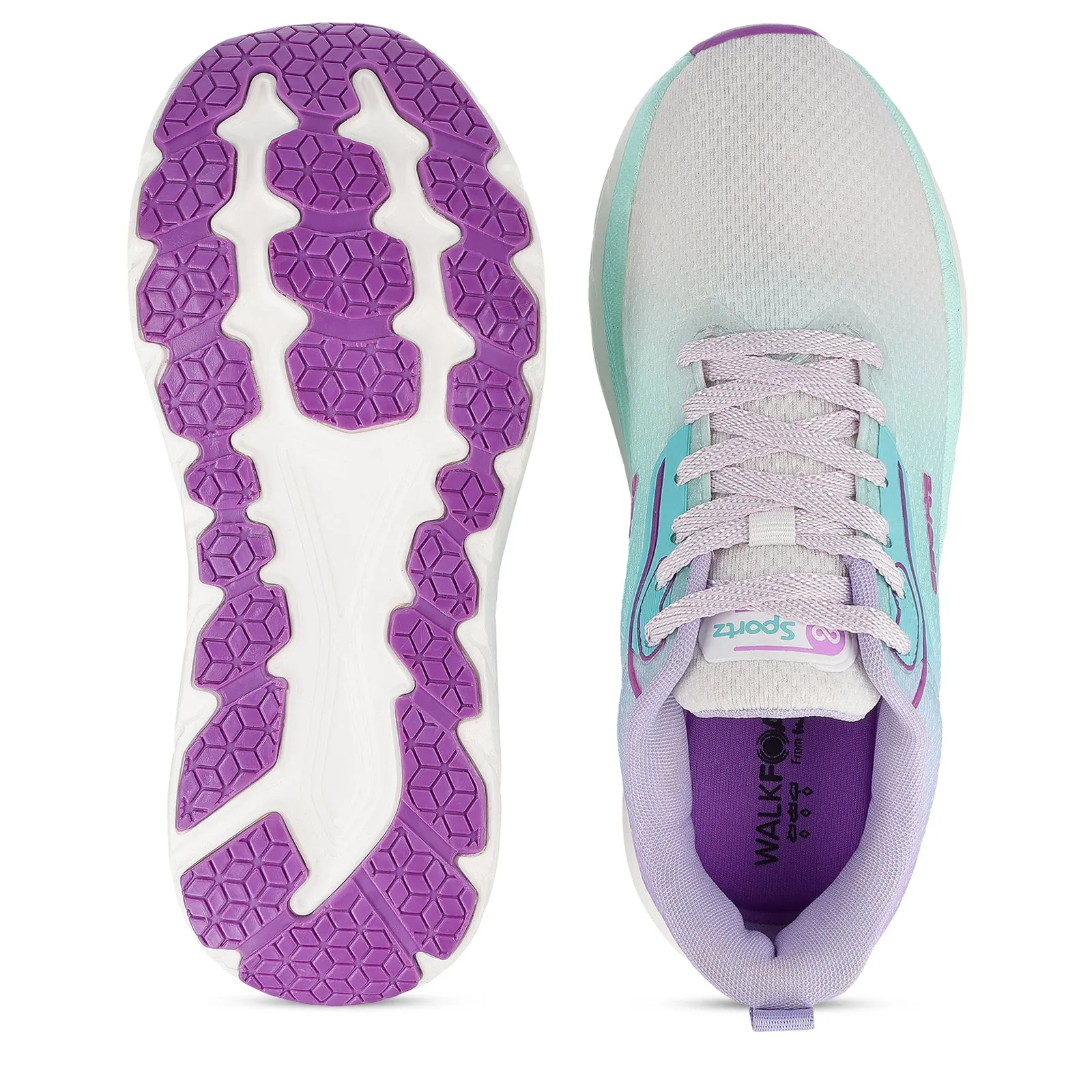 Women's Lace-up Sports Shoe - WS9917 Purple Green
